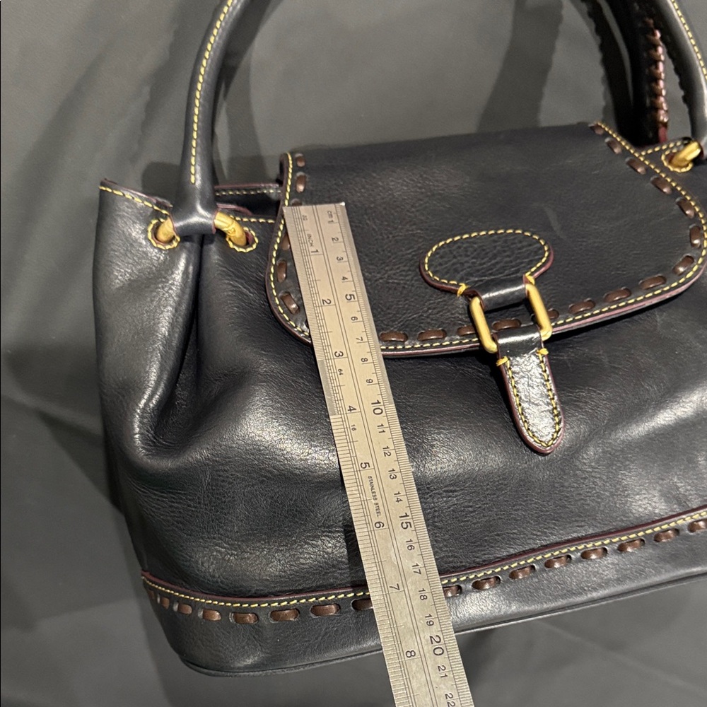 Dooney & Bourke Navy Florentine Leather Flap Satchel - Picture 14 of 17